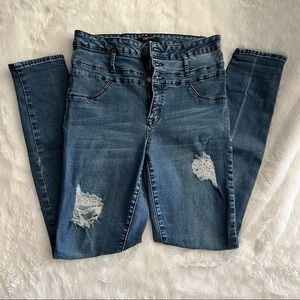 High Waisted Ripped Skinny Jeans